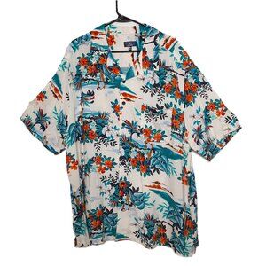 George Men's Shirt Size 2XL (50-52) 100% Rayon Hawaiian Short Sleeve Button-up